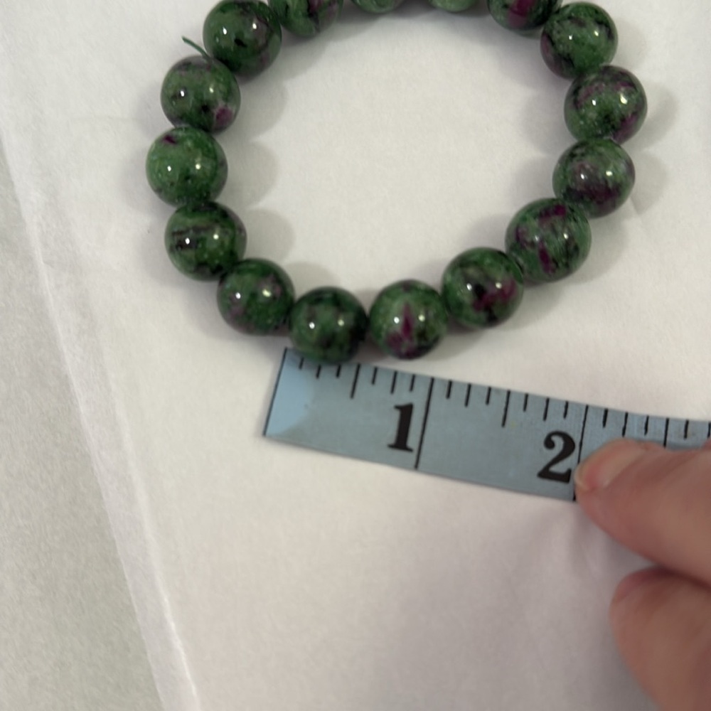 Ruby In Zoisite Large Bead Stretch Bracelet - image 4